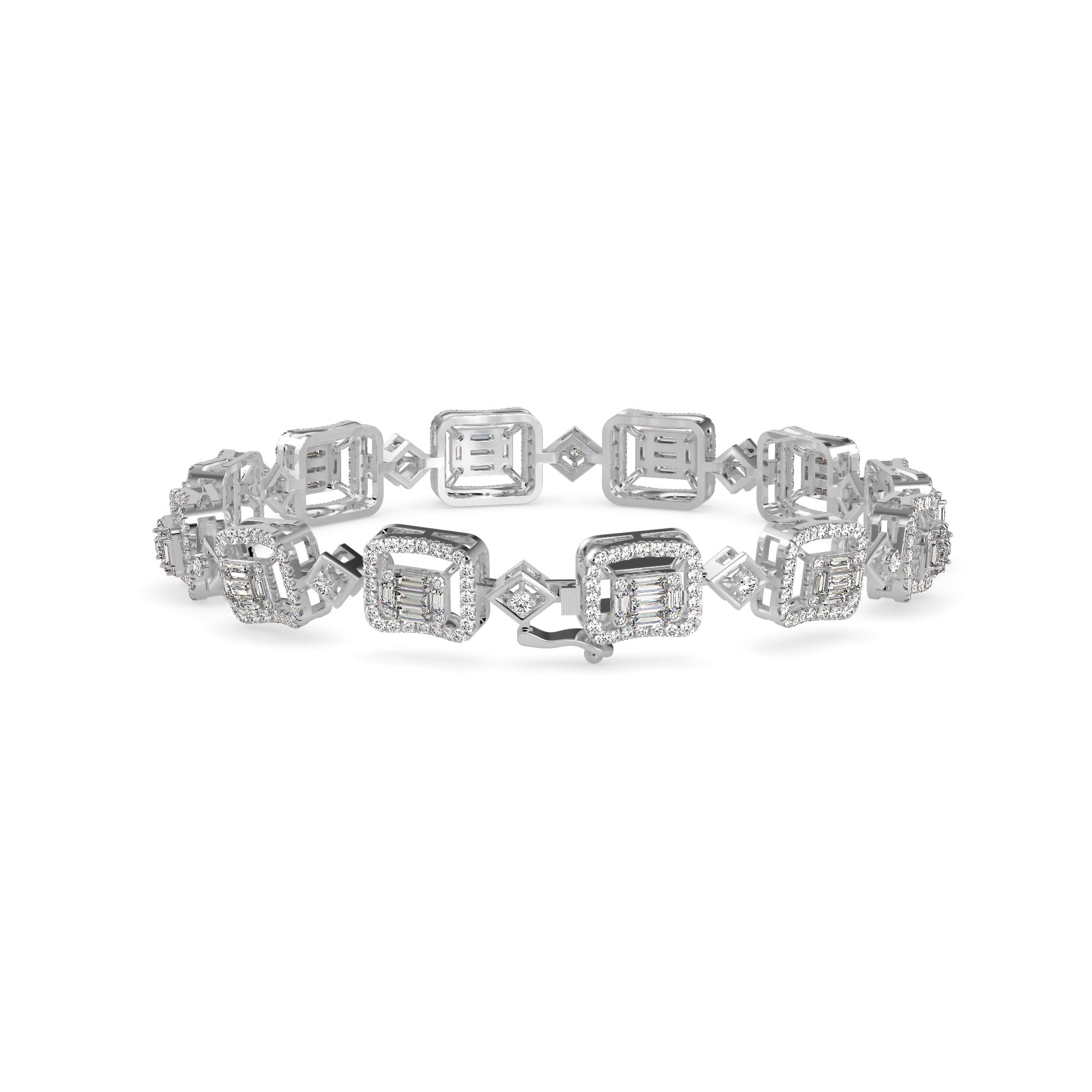Plaids Tennis Diamond Bracelet-Silver
