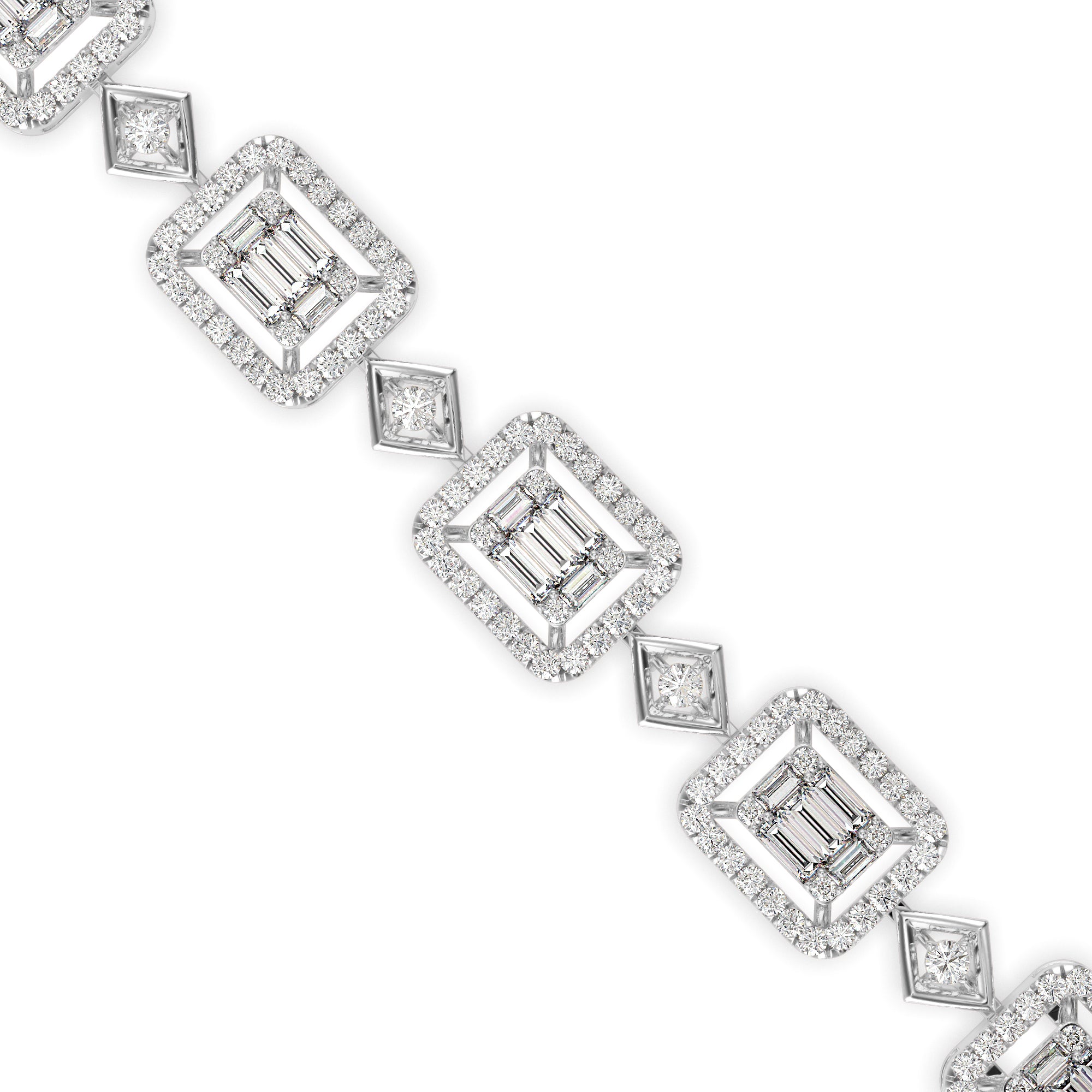 Plaids Tennis Diamond Bracelet-Silver