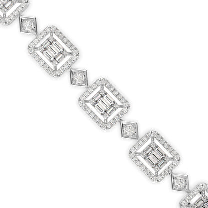Plaids Tennis Diamond Bracelet-Silver