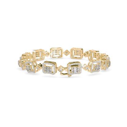 Plaids Tennis Diamond Bracelet-Golden