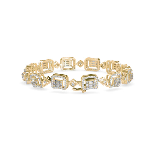 Plaids Tennis Diamond Bracelet-Golden
