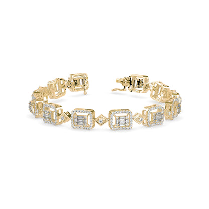 Plaids Tennis Diamond Bracelet-Golden