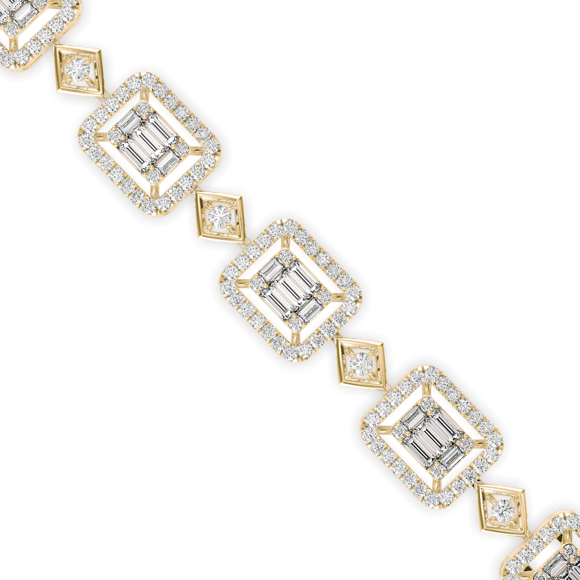 Plaids Tennis Diamond Bracelet-Golden