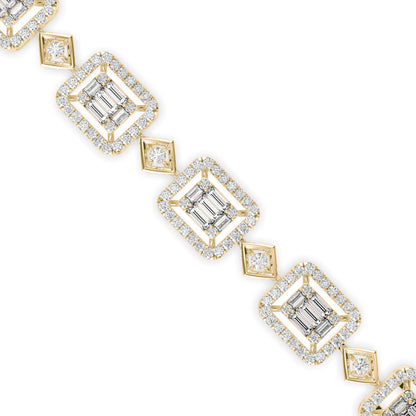 Plaids Tennis Diamond Bracelet-Golden
