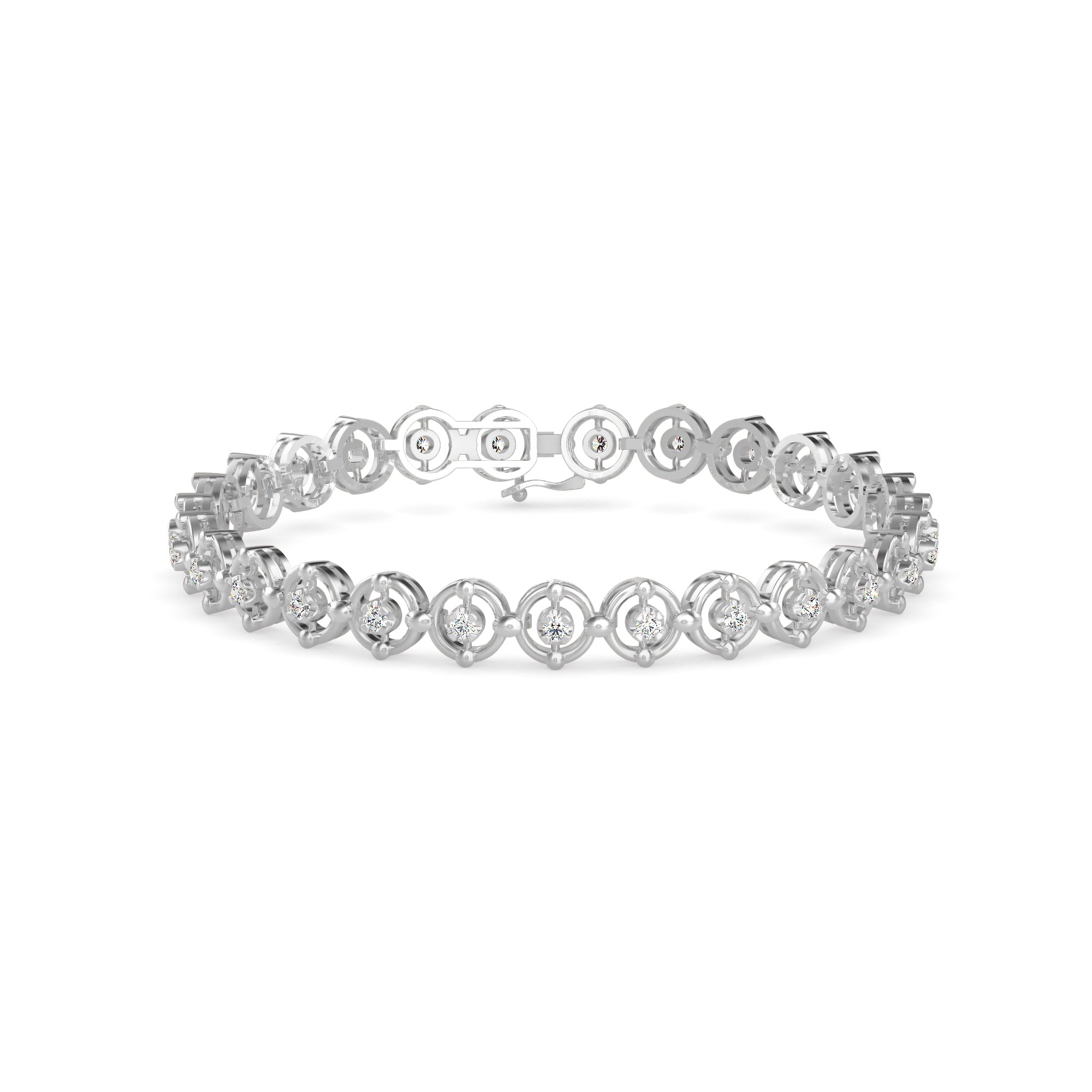 Gyrate Diamond Tennis Bracelet-Silver