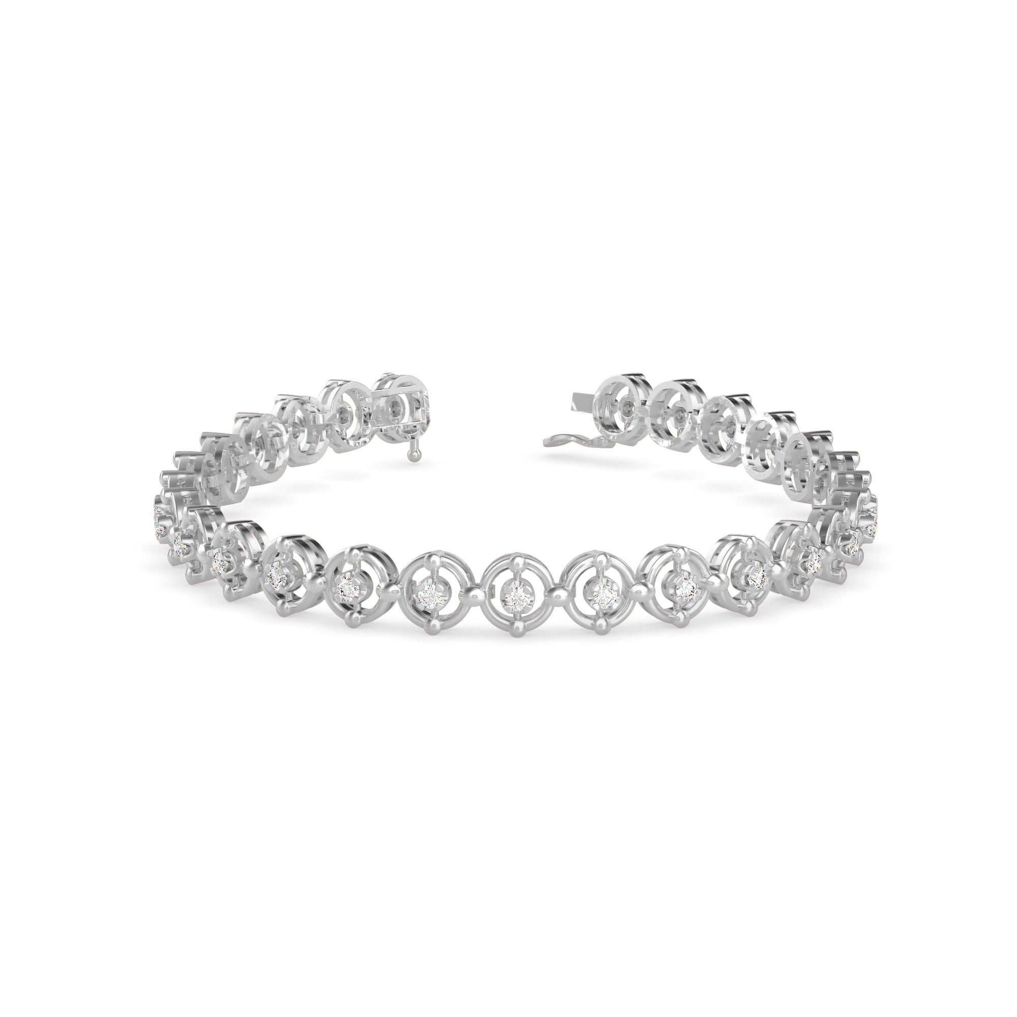 Gyrate Diamond Tennis Bracelet-Silver
