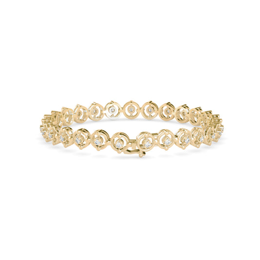 Gyrate Diamond Tennis Bracelet-Golden