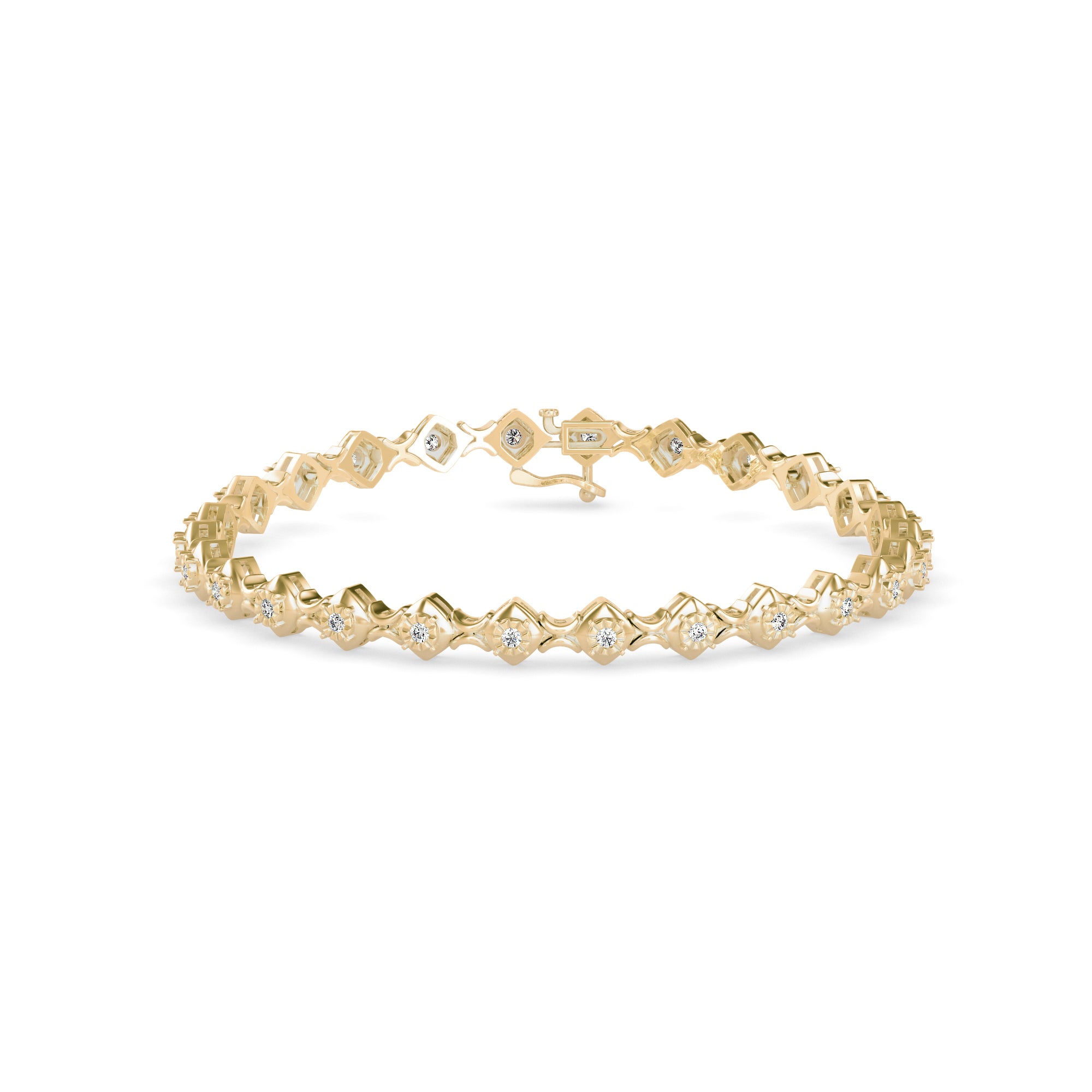 Diamond Bezer Tennis Bracelet-Golden