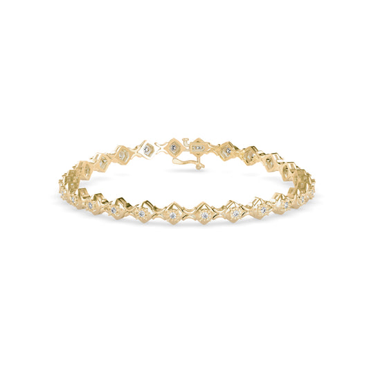 Diamond Bezer Tennis Bracelet-Golden
