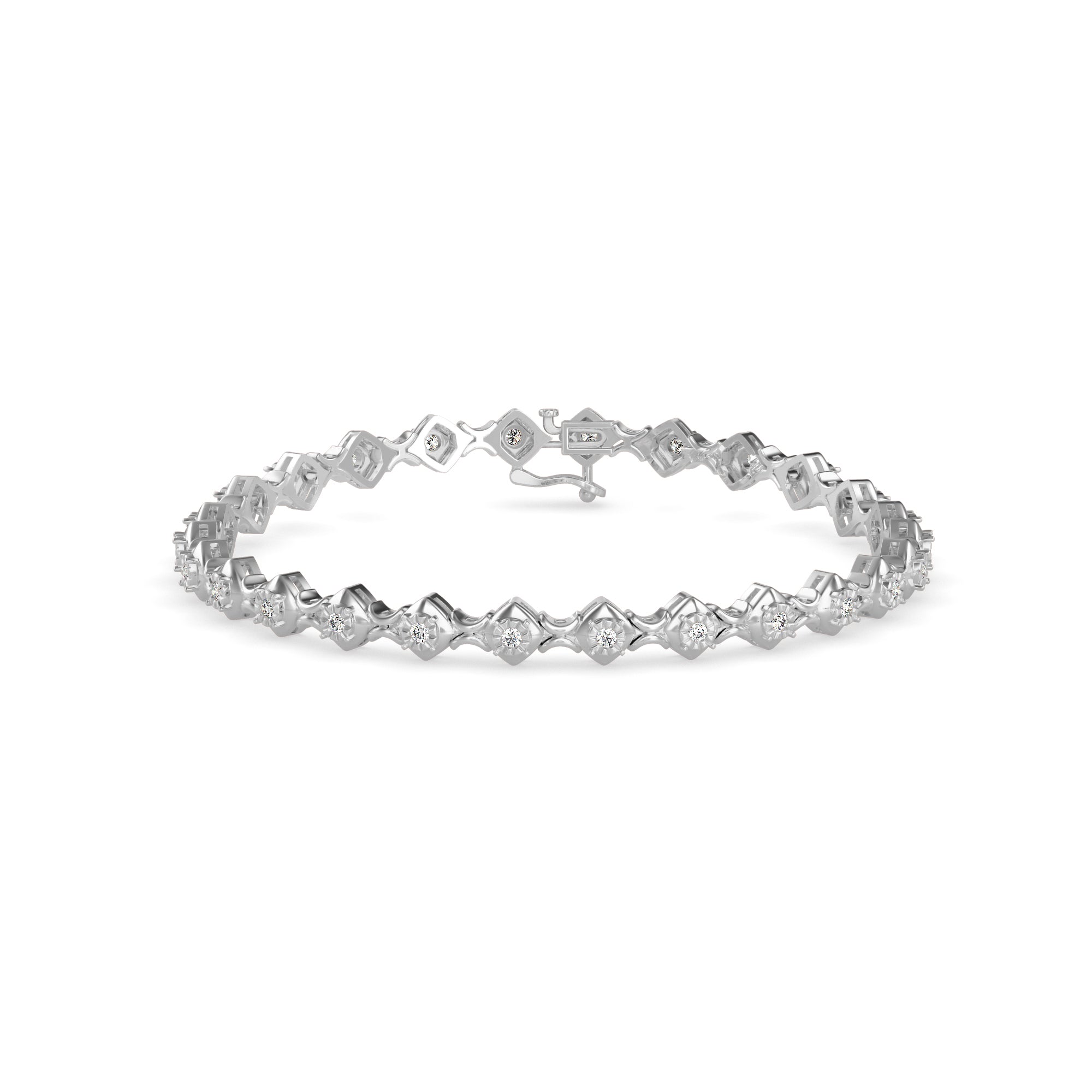 Diamond Bezer Tennis Bracelet-Silver
