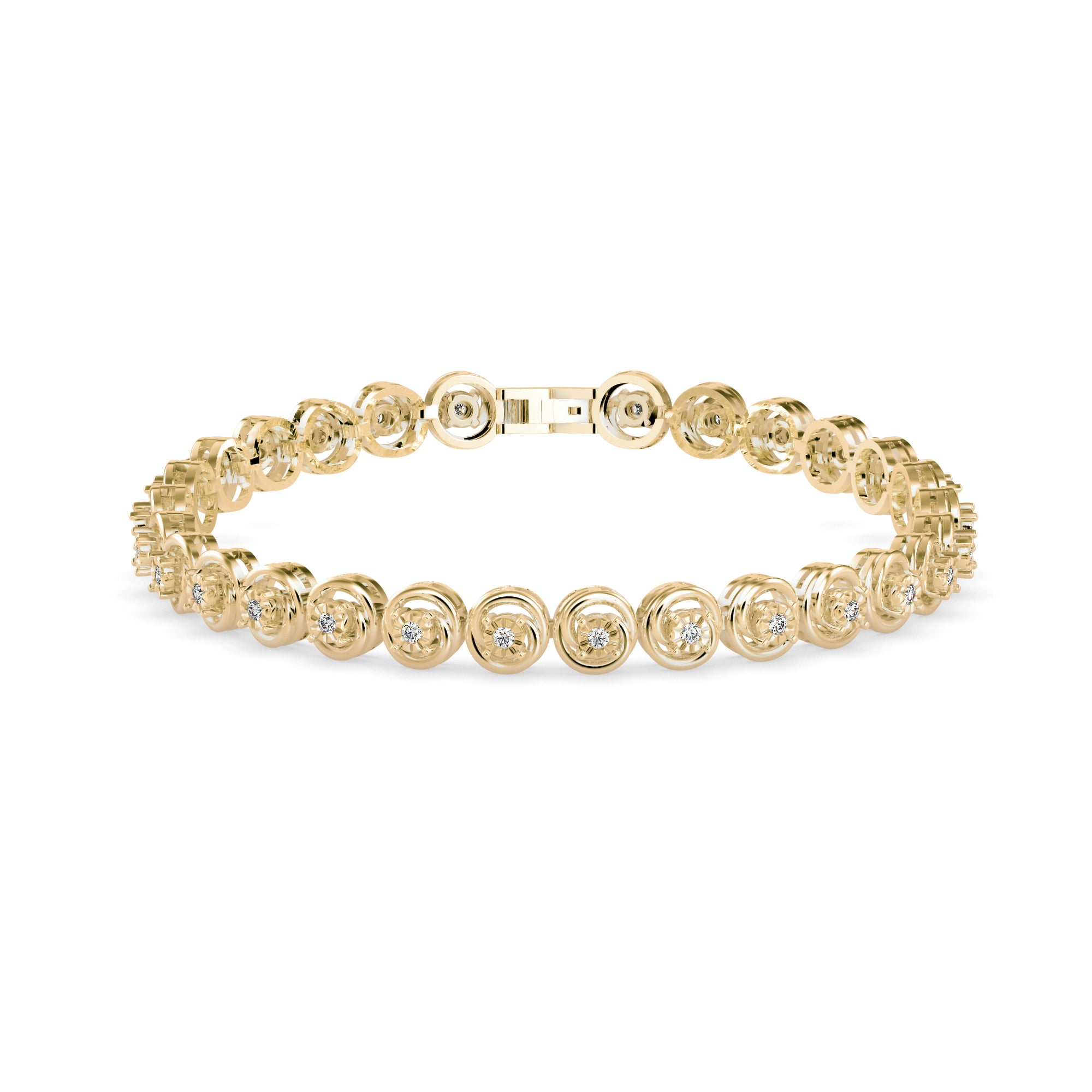 Diamond Flo Tennis Bracelet-Golden