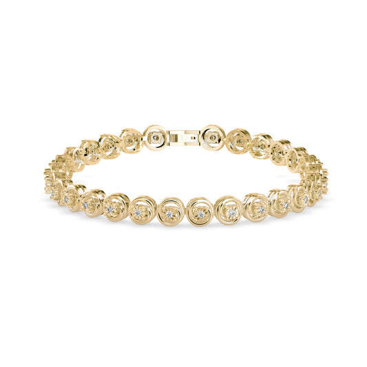Diamond Flo Tennis Bracelet-Golden