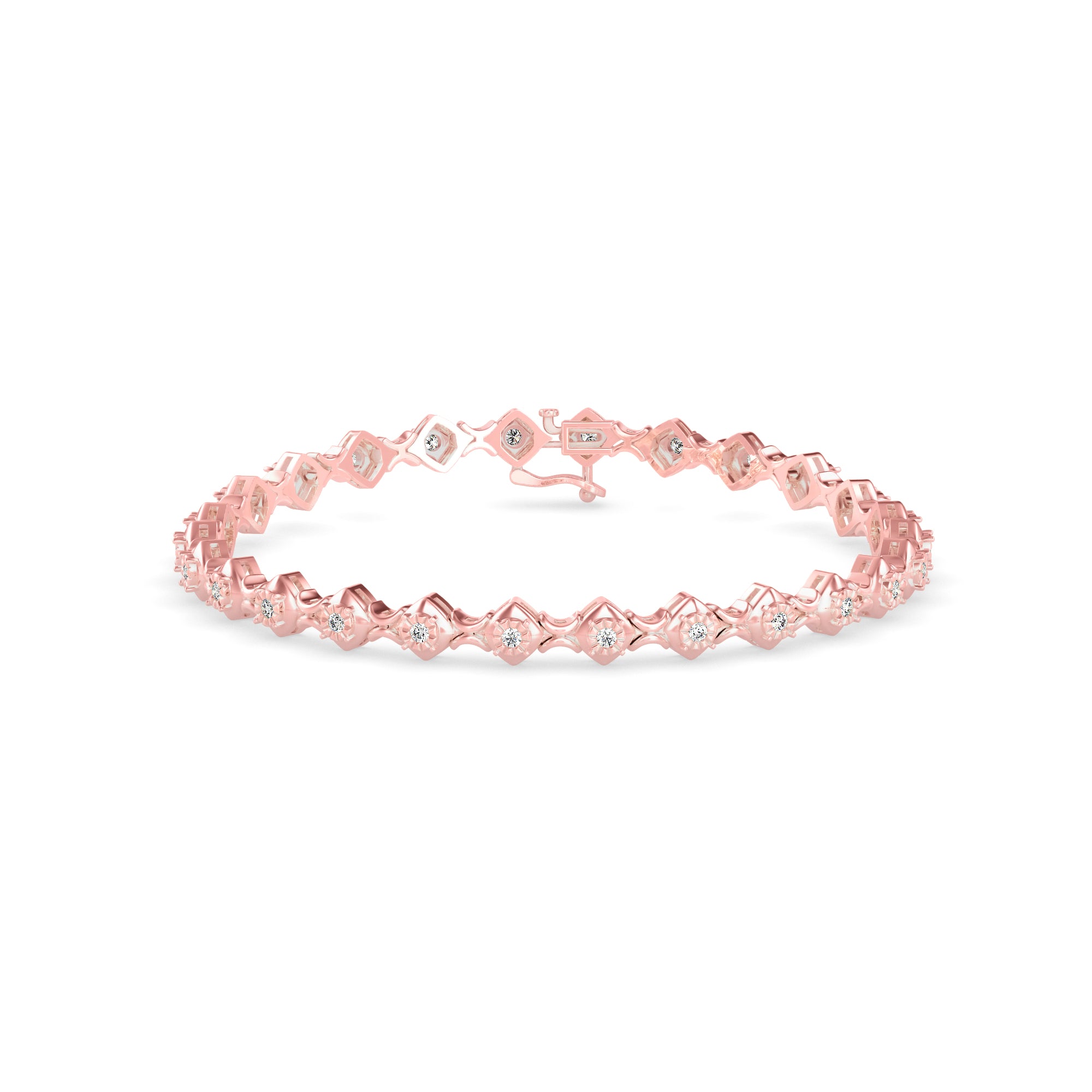 Diamond Bezer Tennis Bracelet-Rose Gold