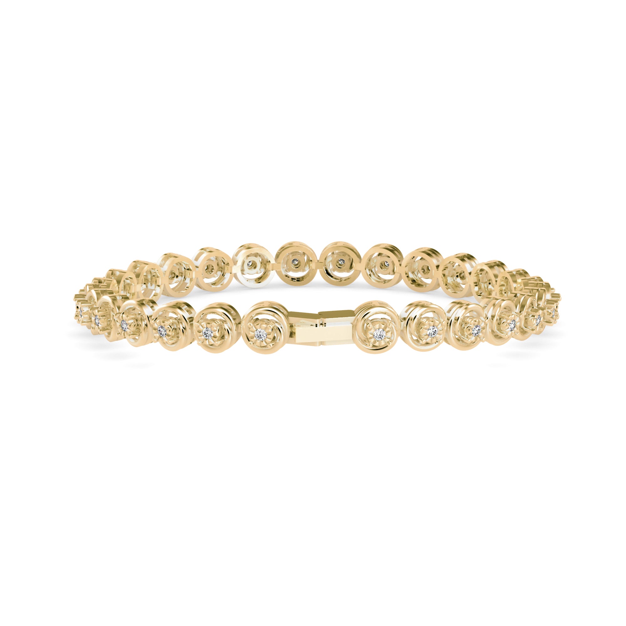 Diamond Flo Tennis Bracelet-Golden