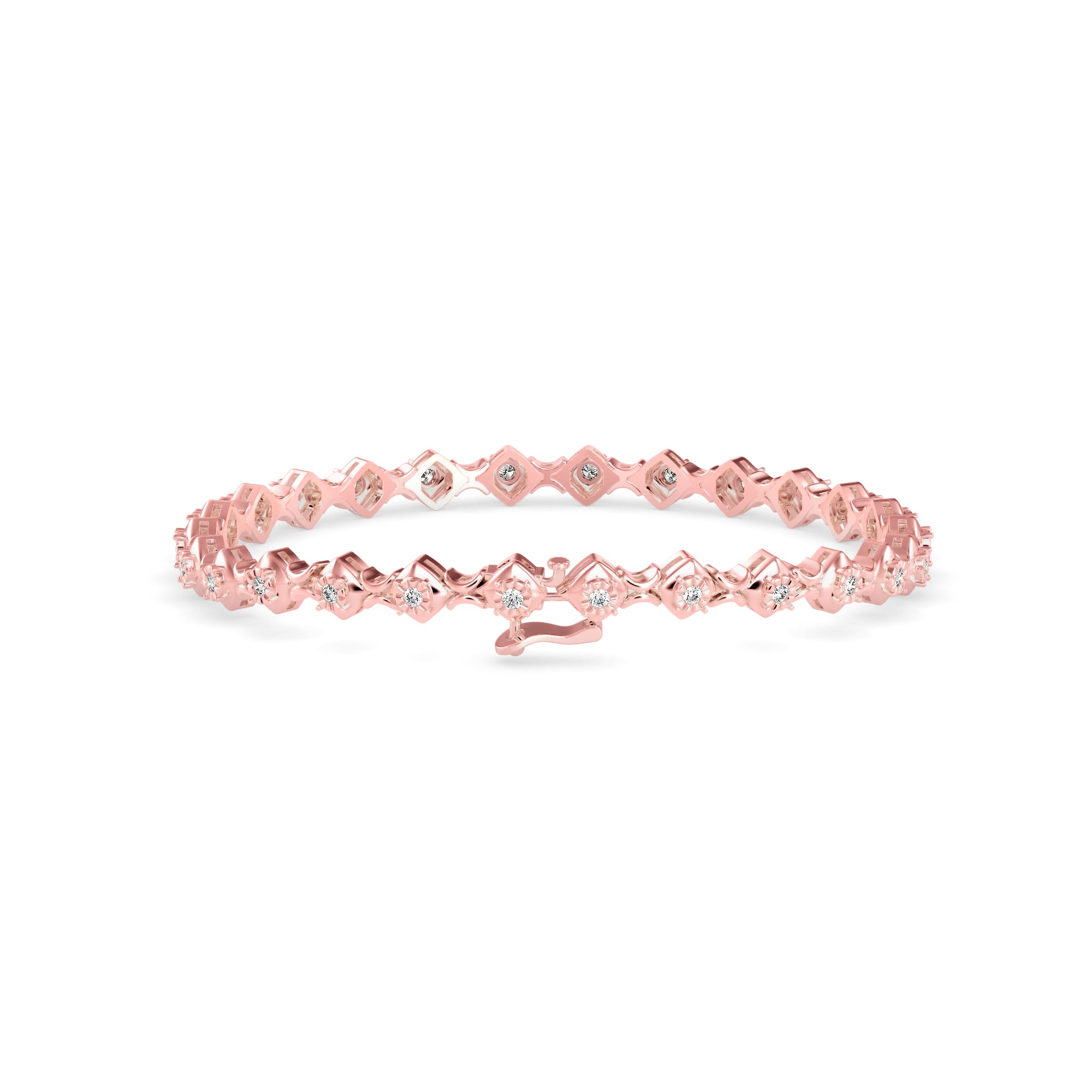Diamond Bezer Tennis Bracelet-Rose Gold