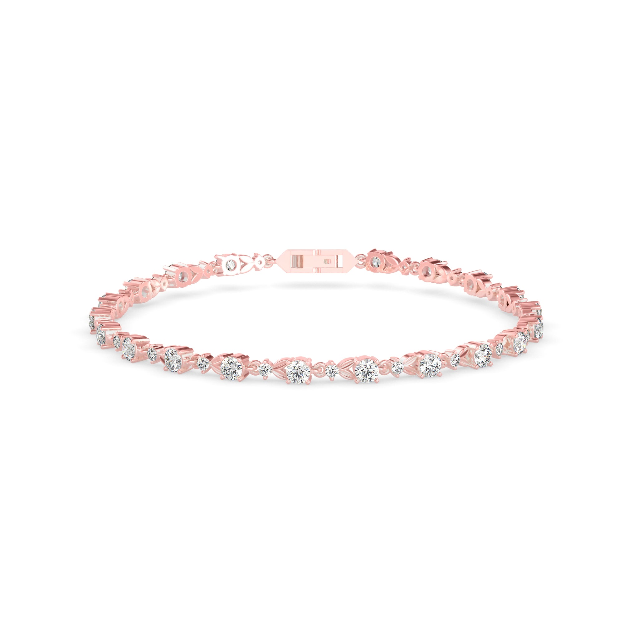 Fluke Diamond Tennis Bracelet-Rose Gold