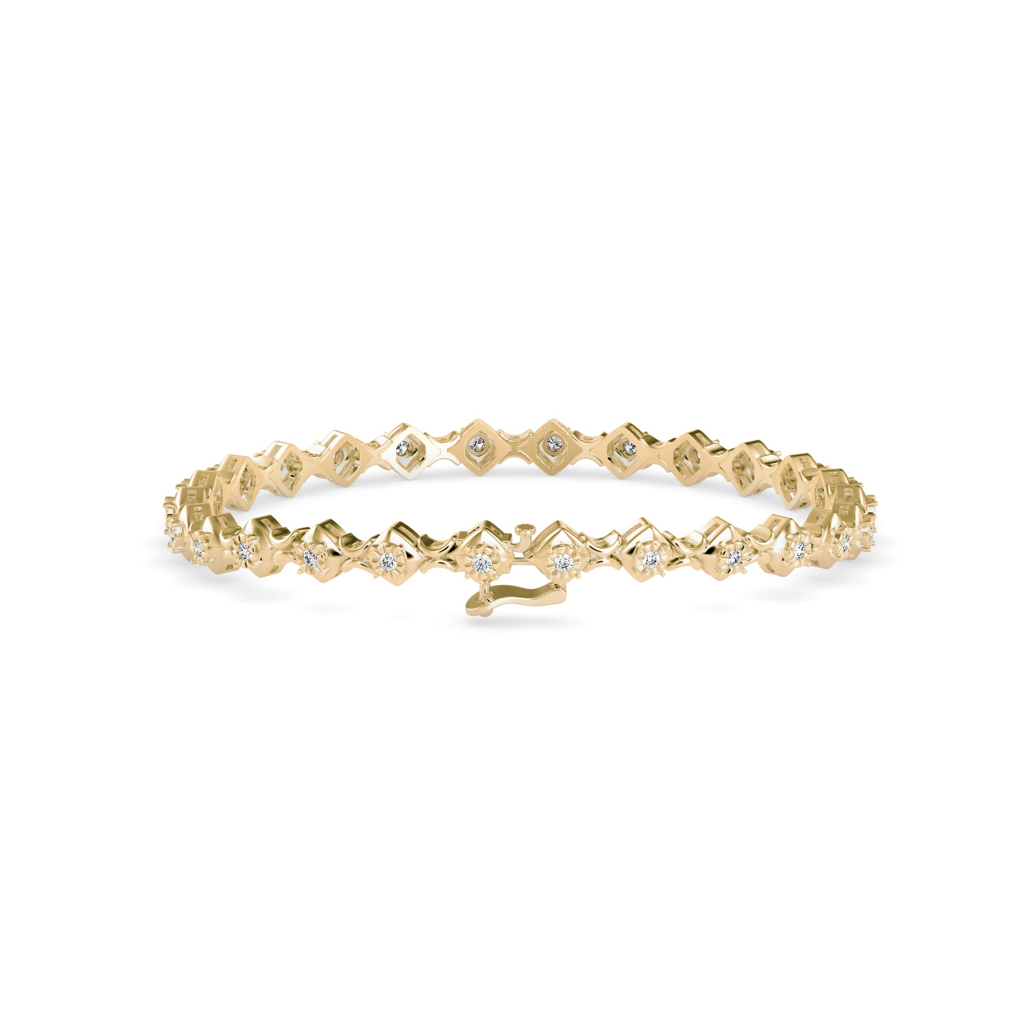 Diamond Bezer Tennis Bracelet-Golden
