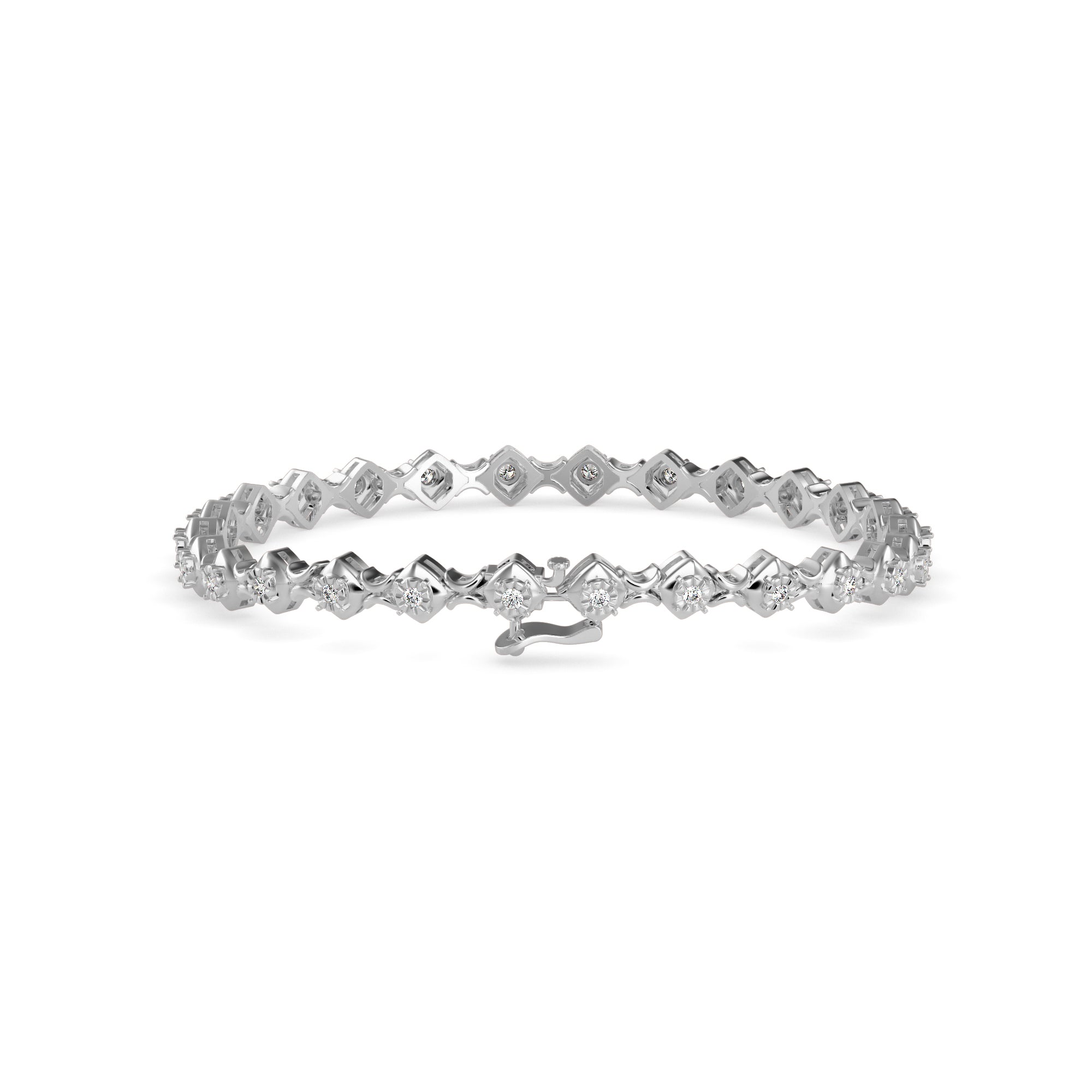 Diamond Bezer Tennis Bracelet-Silver