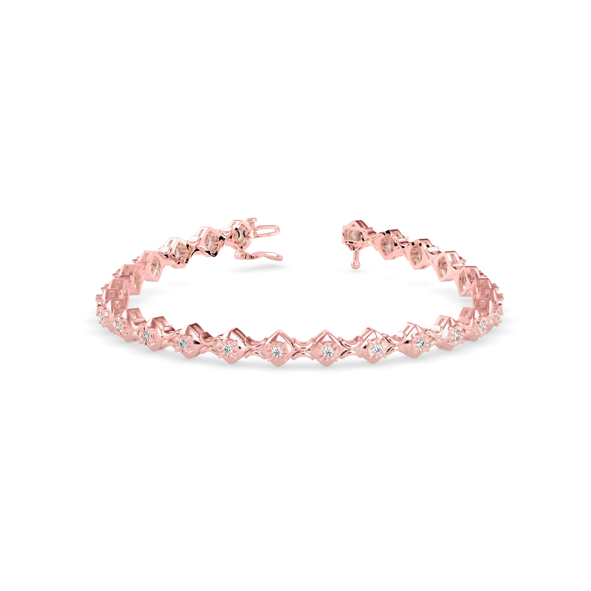 Diamond Bezer Tennis Bracelet-Rose Gold