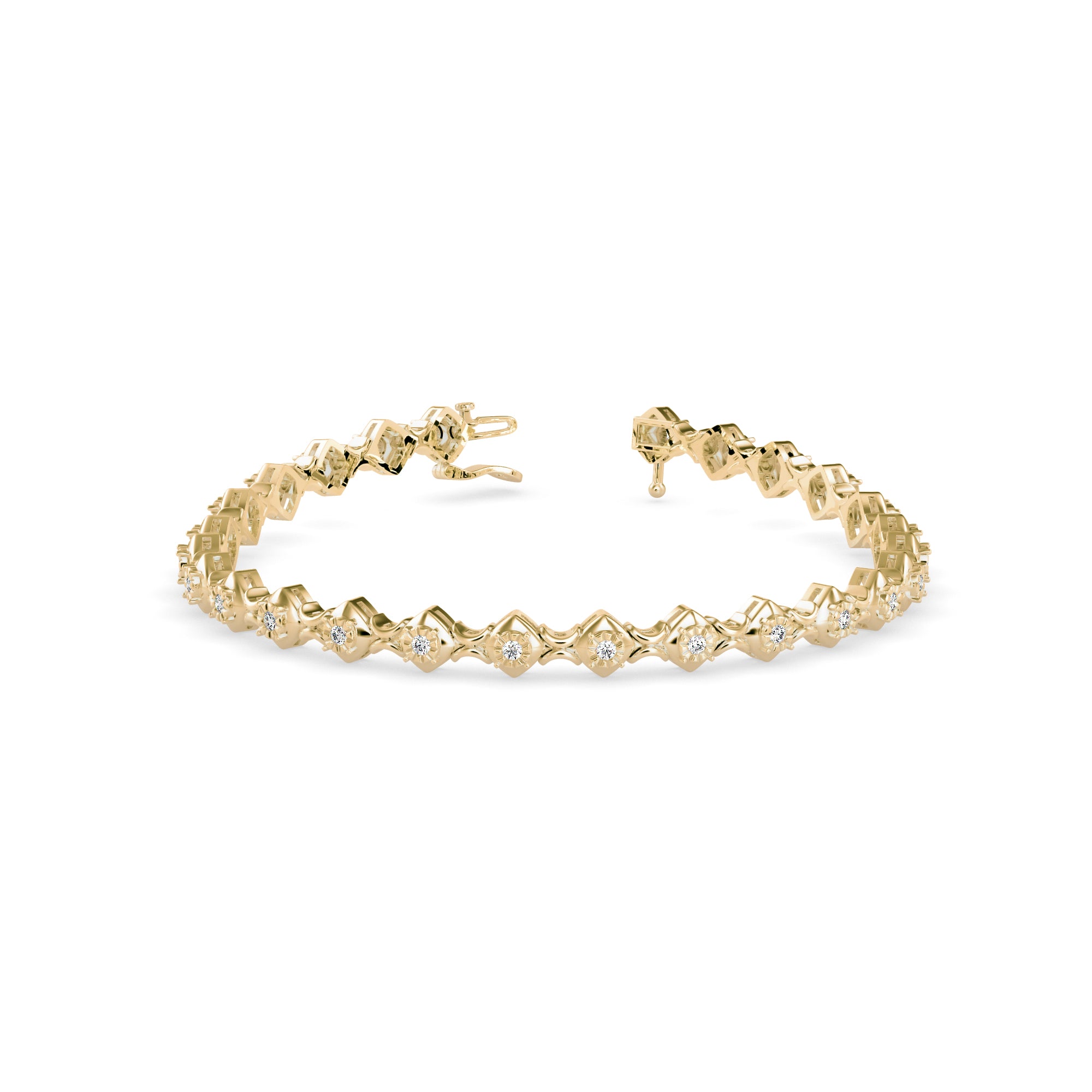 Diamond Bezer Tennis Bracelet-Golden
