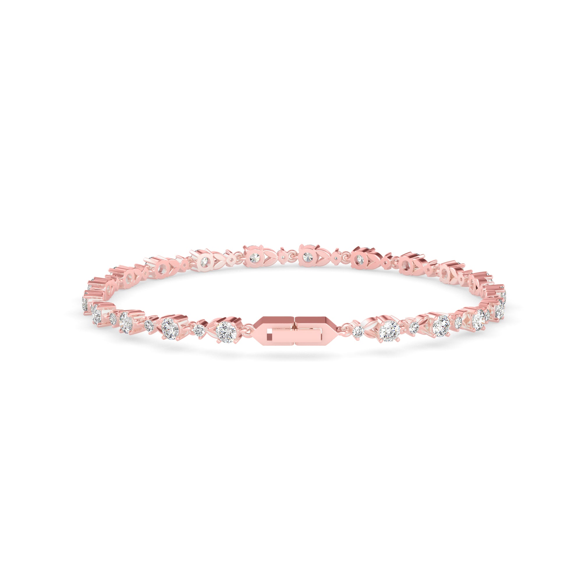 Fluke Diamond Tennis Bracelet-Rose Gold