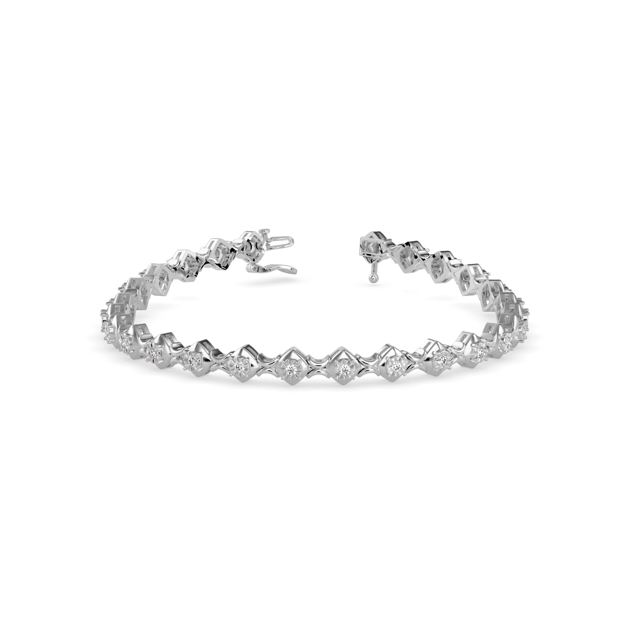 Diamond Bezer Tennis Bracelet-Silver