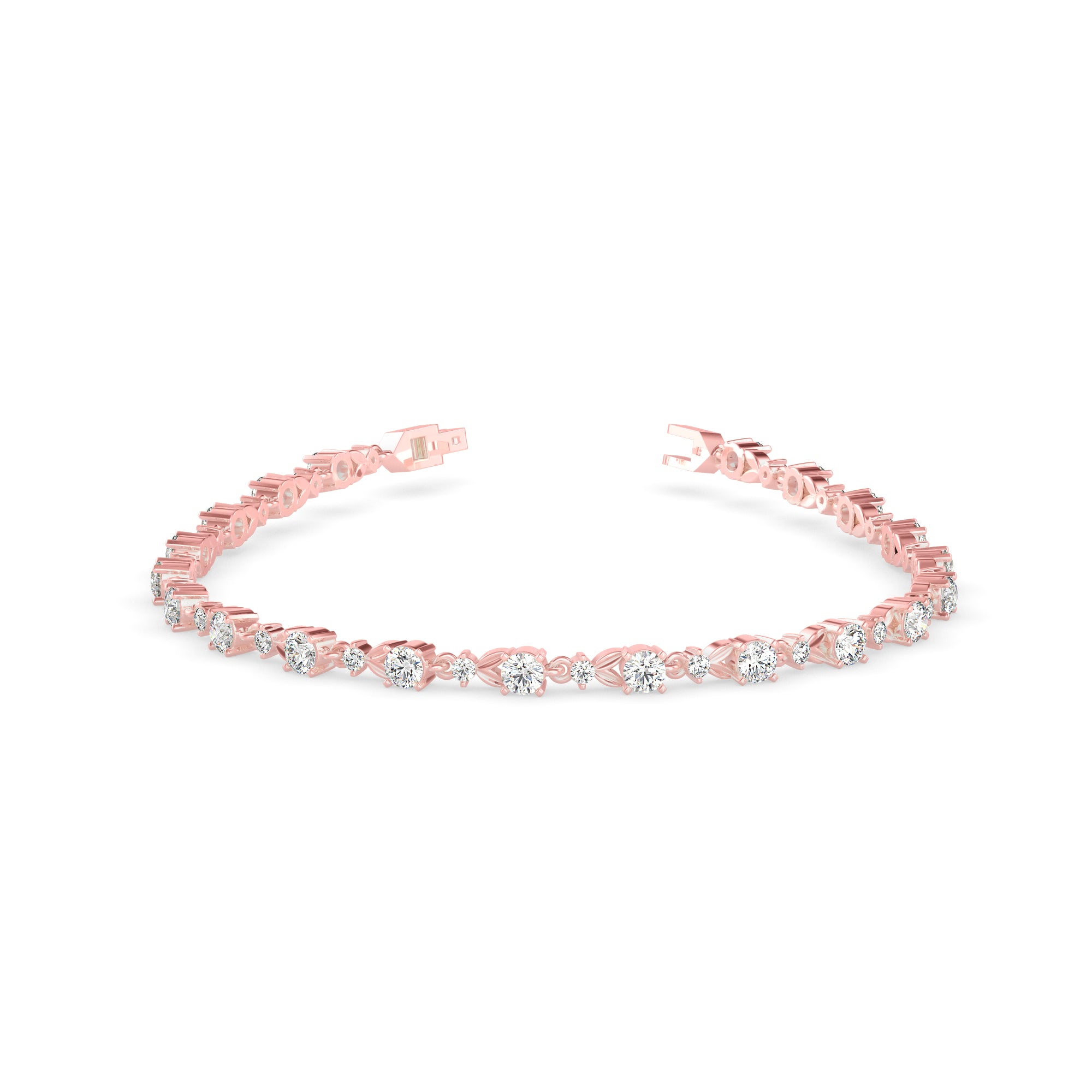 Fluke Diamond Tennis Bracelet-Rose Gold