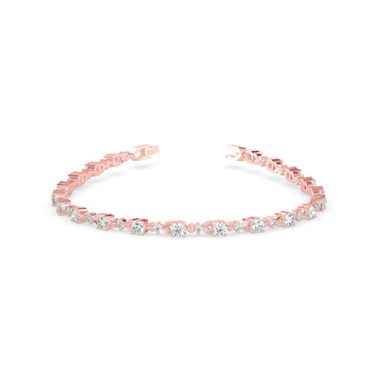 Fluke Diamond Tennis Bracelet-Rose Gold