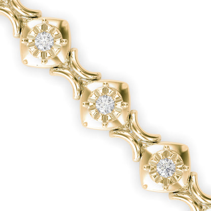 Diamond Bezer Tennis Bracelet-Golden