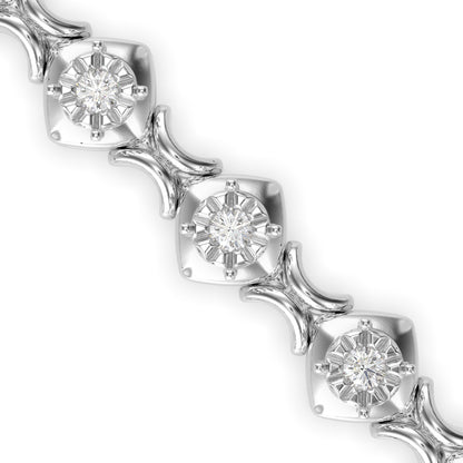 Diamond Bezer Tennis Bracelet-Silver