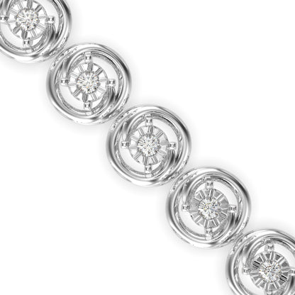 Diamond Flo Tennis Bracelet-Silver