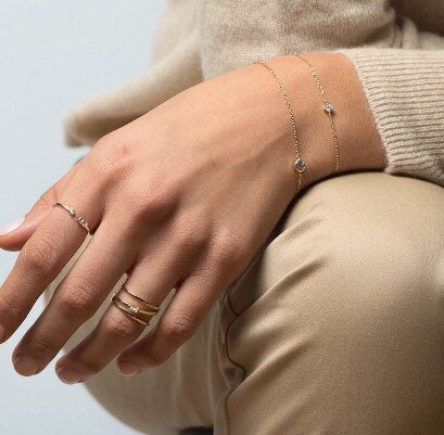 Glima Dainty CZ Bracelet – Minimalist Gold & Silver Charm