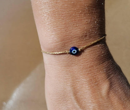 Glima Gold Evil Eye Bracelet – Dainty Hematite Amulet for Protection