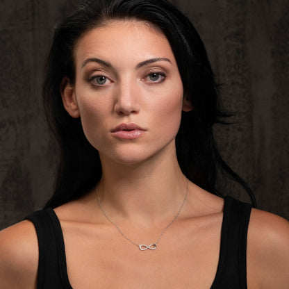 Glima Silver Infinity Necklace – Rhodium-Plated 925 Sterling with CZ Sparkle