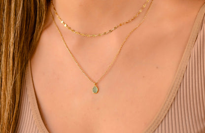 Glima Layered Gold Necklace Set – Dainty Aquamarine Boho Jewelry for Women