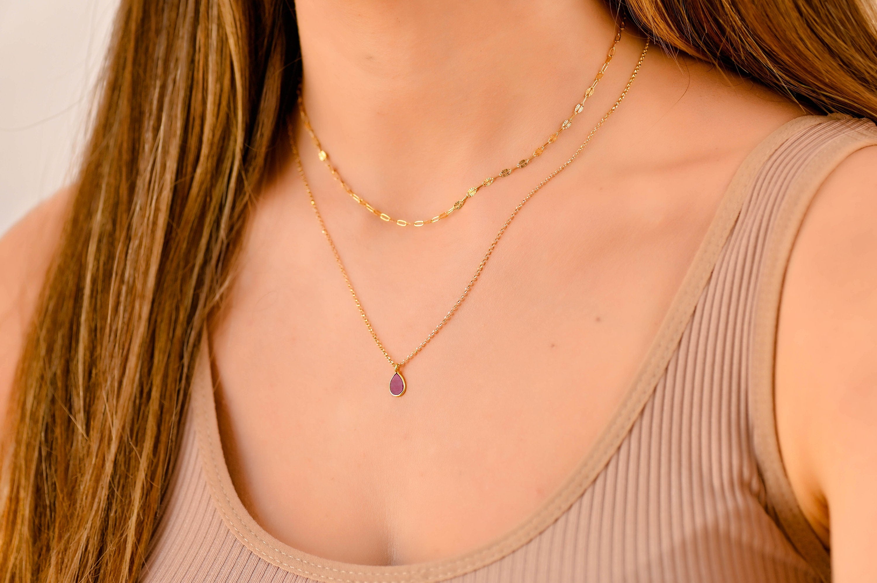 Glima Layered Gold Necklace Set – Dainty Aquamarine Boho Jewelry for Women