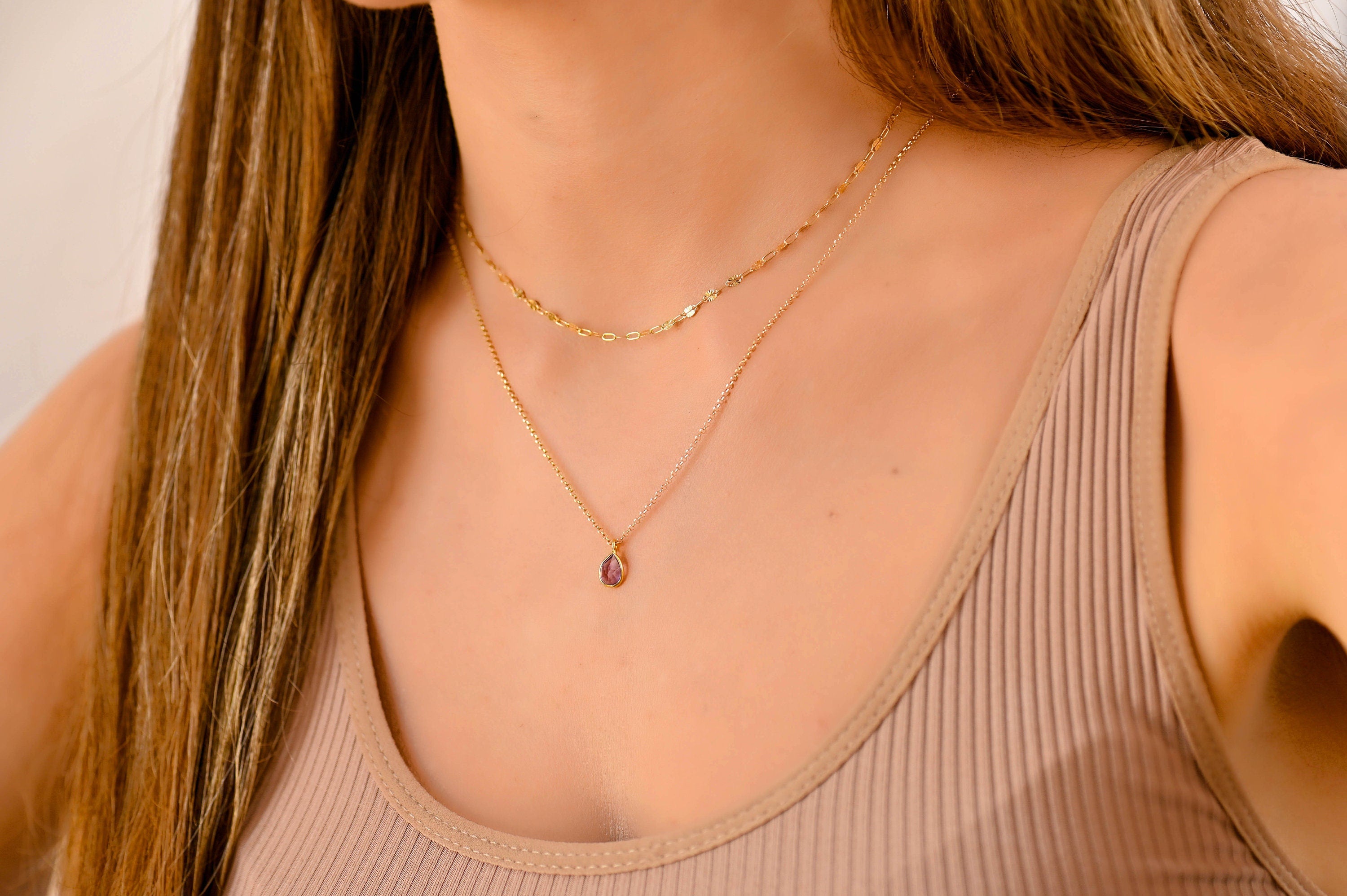 Glima Layered Gold Necklace Set – Dainty Aquamarine Boho Jewelry for Women