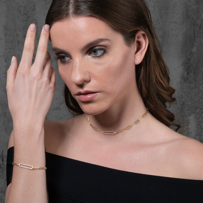 Glima Gold Chain Choker – Dainty CZ Link Necklace for Women & Girls