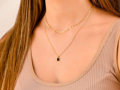 Glima Layered Gold Necklace Set – Dainty Aquamarine Boho Jewelry for Women