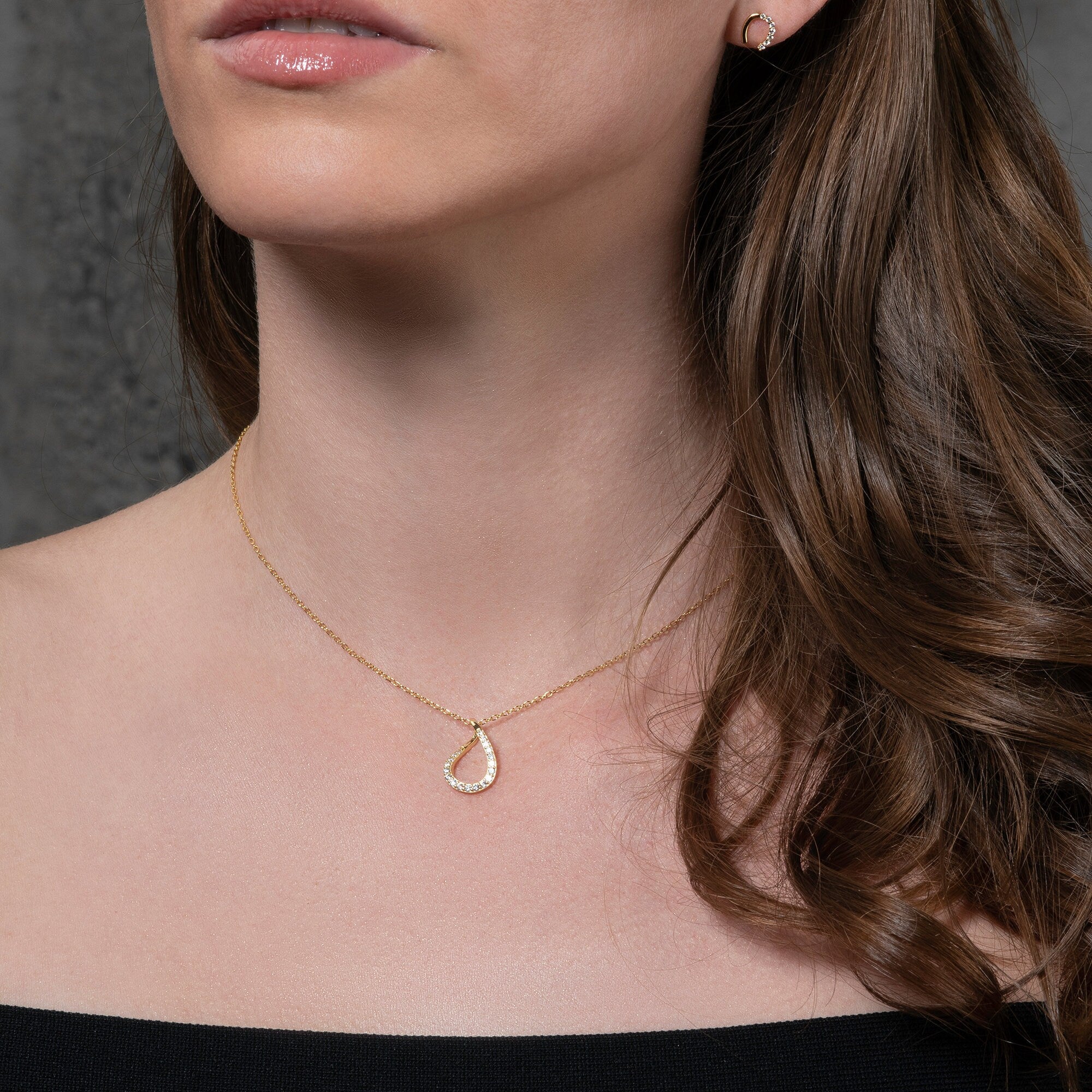 Glima Teardrop Necklace – Gold Plated 925 Silver with CZ Stones