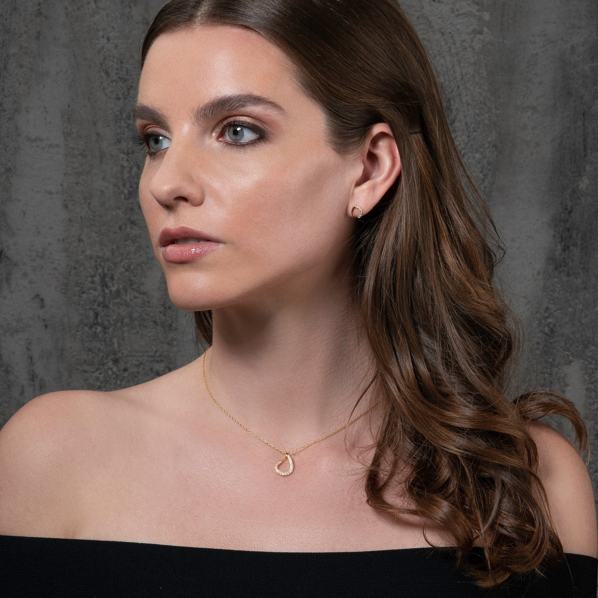 Glima Teardrop Necklace – Gold Plated 925 Silver with CZ Stones