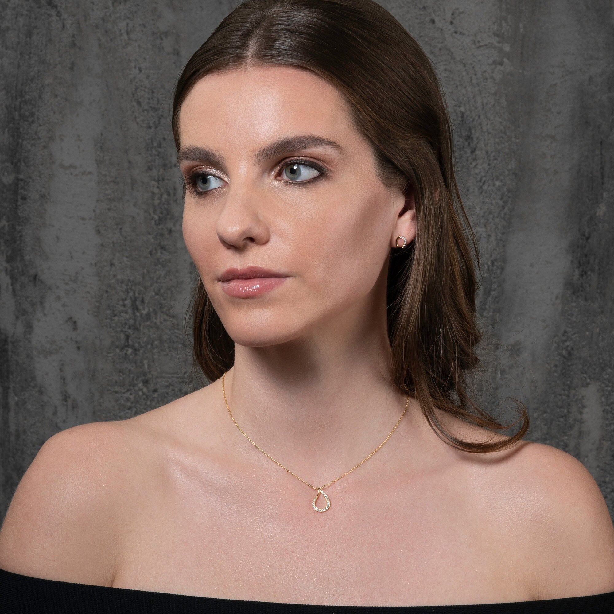 Glima Teardrop Necklace – Gold Plated 925 Silver with CZ Stones