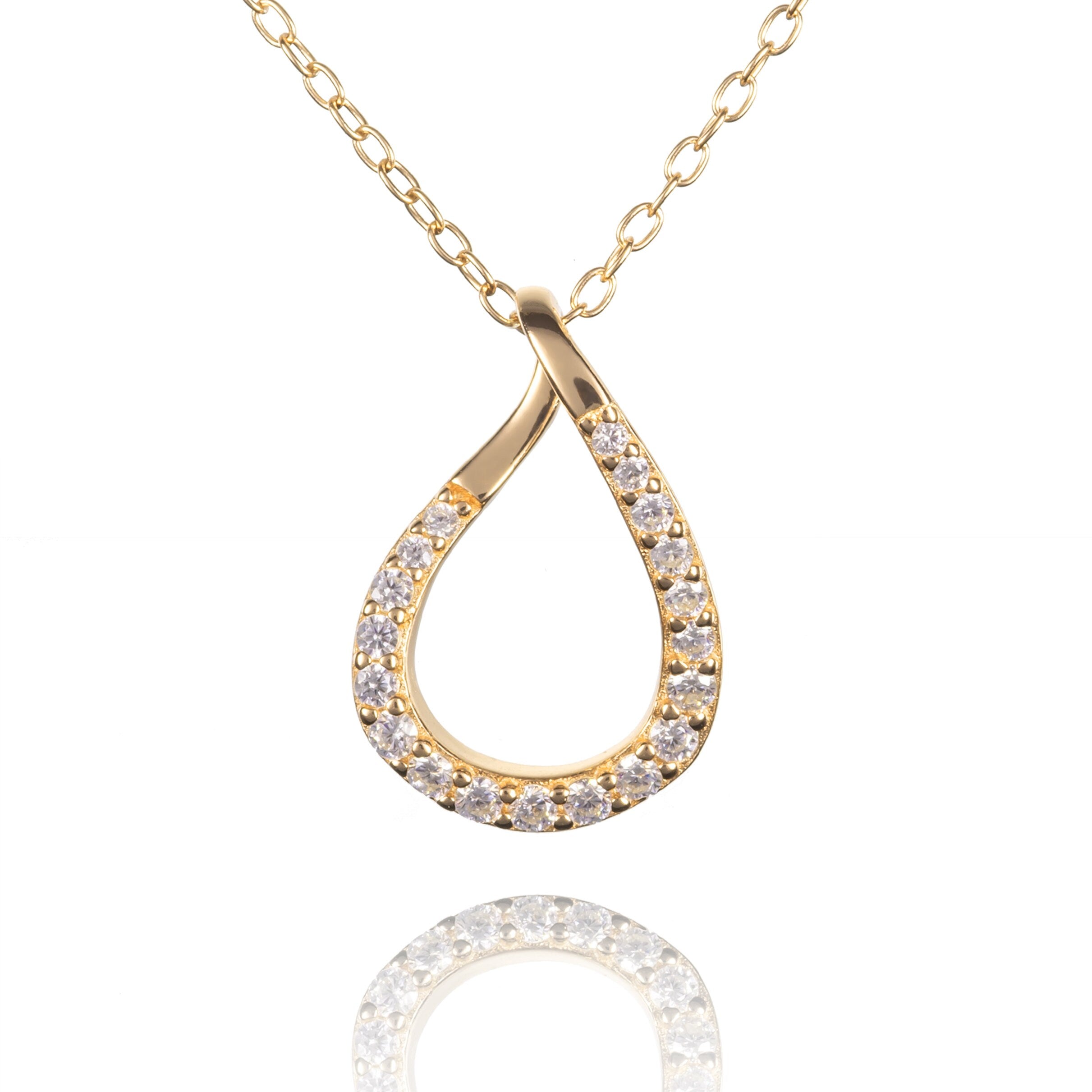 Glima Teardrop Necklace – Gold Plated 925 Silver with CZ Stones