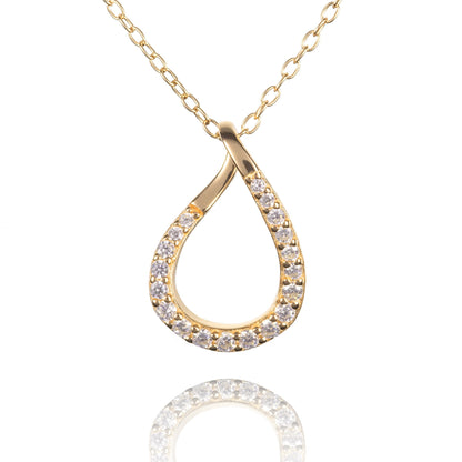 Glima Teardrop Necklace – Gold Plated 925 Silver with CZ Stones