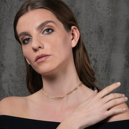 Glima Gold Chain Choker – Dainty CZ Link Necklace for Women & Girls