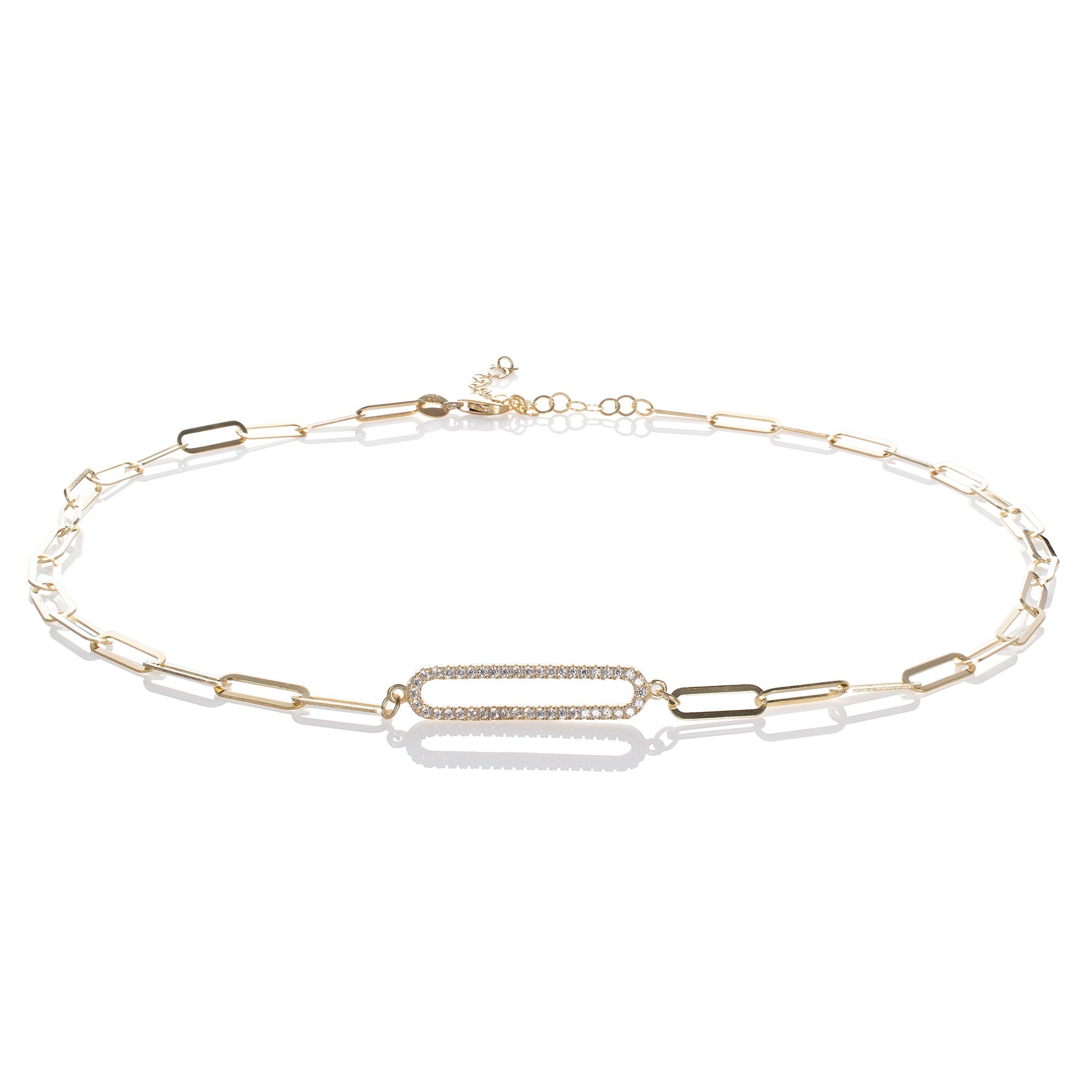 Glima Gold Chain Choker – Dainty CZ Link Necklace for Women & Girls