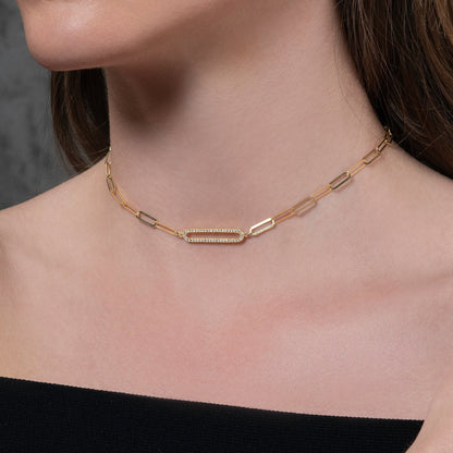 Glima Gold Chain Choker – Dainty CZ Link Necklace for Women & Girls