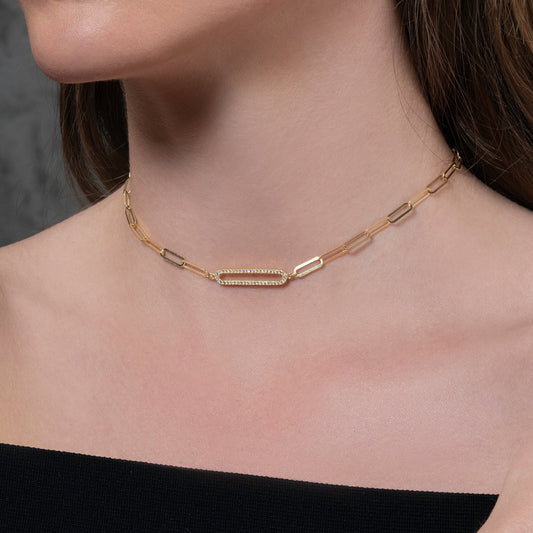 Glima Gold Chain Choker – Dainty CZ Link Necklace for Women & Girls
