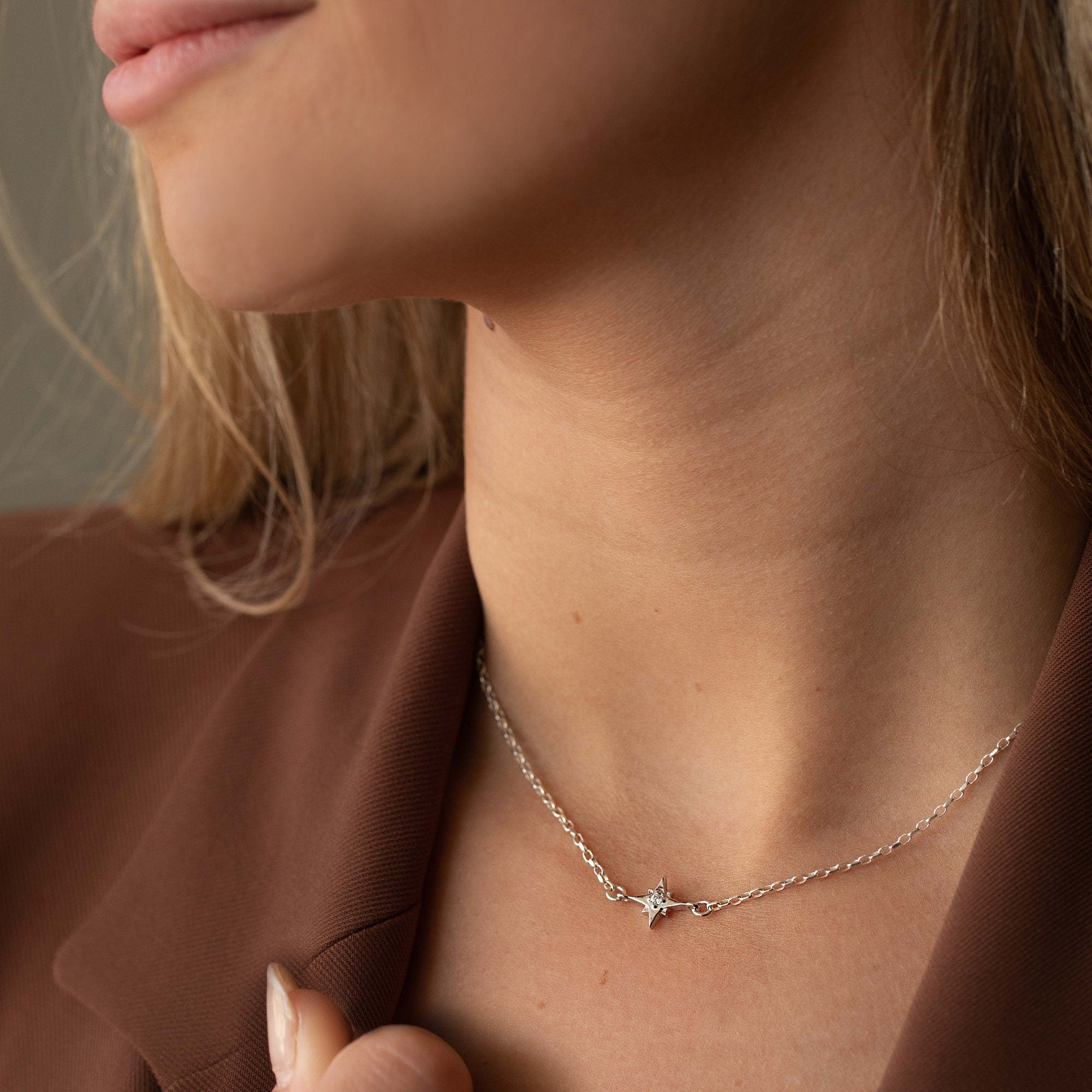 Glima Silver Star Choker – Dainty Minimalist Stacking Necklace