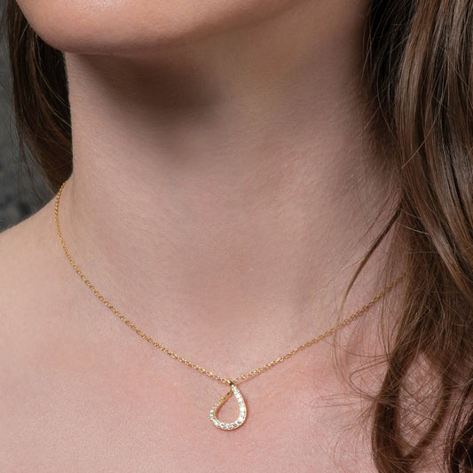 Glima Teardrop Necklace – Gold Plated 925 Silver with CZ Stones